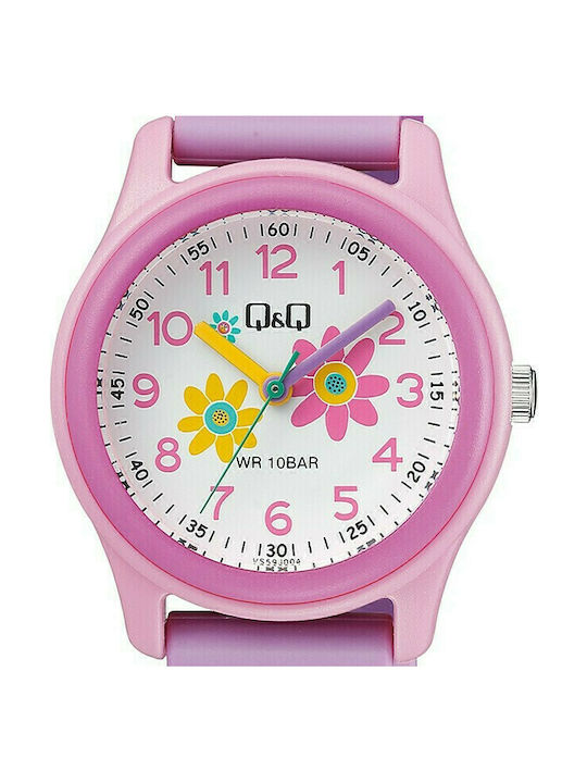Q&Q Flowers Kids Analog Watch with Rubber/Plastic Strap Purple
