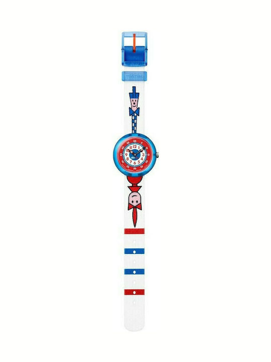 FlikFlak Ticking Right Αναλογικό Παιδικό Ρολόι 29mm Πολύχρωμο με Υφασμάτινο Λουράκι