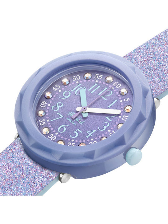 FlikFlak Ceas analogic pentru copii Shine Bright Lilaxus cu curea din cauciuc/plastic Violet
