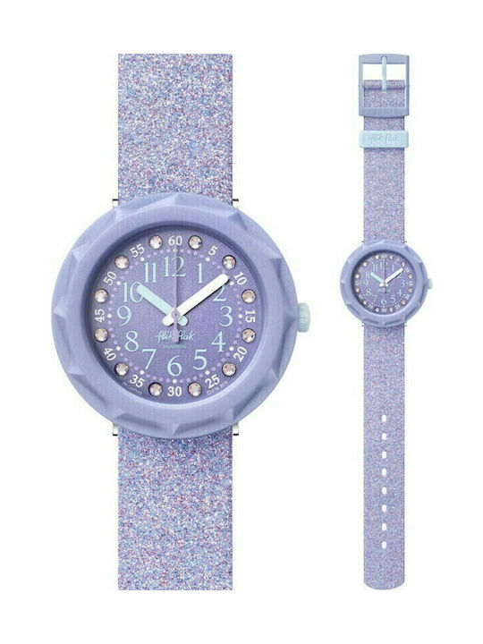 FlikFlak Ceas analogic pentru copii Shine Bright Lilaxus cu curea din cauciuc/plastic Violet