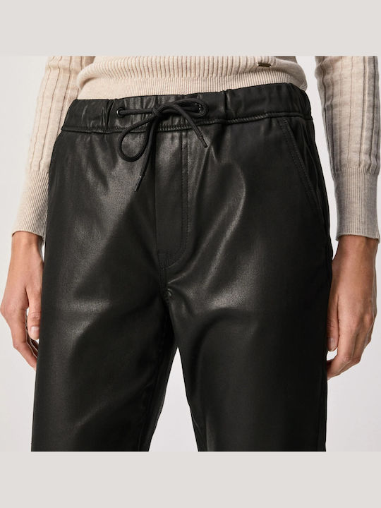 Cara Women's Fabric Trousers Tapered Line Black