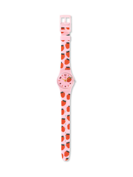 Swatch Kids Analog Watch with Rubber/Plastic Strap Pink