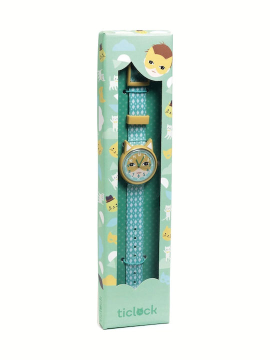 Djeco Kinder-Analoguhr Party mit Stoffarmband Grün