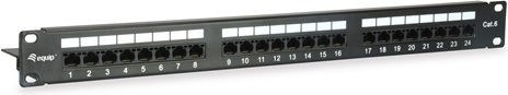 Safewell Unshielded Patch Panel for Rack 1U 19" with 24 cat6 Ports Black