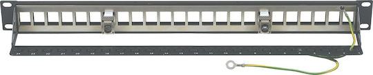 Central Patch Panel Keystone για Rack 1U 19" 24 Θυρών cat5e Μαύρο