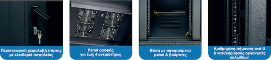 Central Επιδαπέδια Καμπίνα Rack 22U με 2 πόρτες 60x60x118cm Μαύρο 4000 1 600 22/C