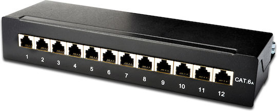 Digitus Екраниран пач панел за рафт 1U 12 порта cat6a Черен
