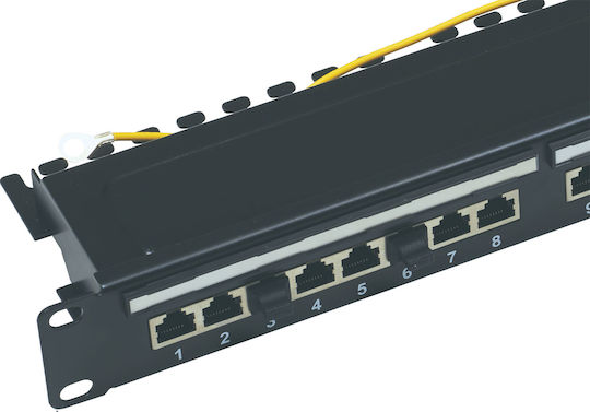 Central Patch Panel for Rack 1U 19" with 24 cat5e Ports Black