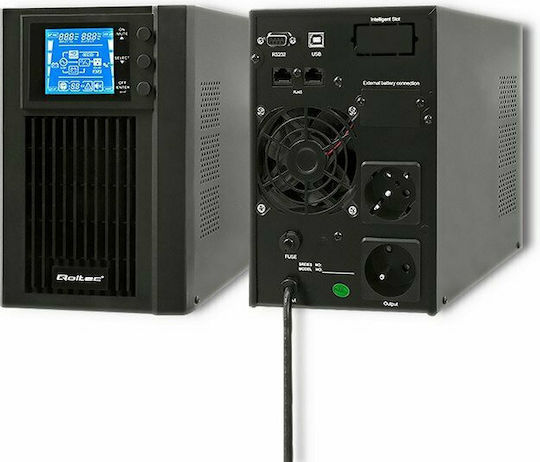 Qoltec Uninterruptible Power Supply 1000 UPS On-Line 1000VA 800W with 2 Schuko AC Outlets