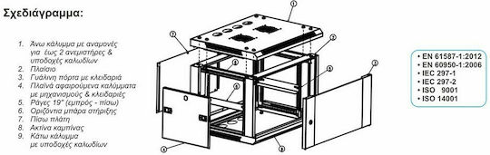 Central Монтиран на стена Рак кабинет 12U 60x45x63.5см Черен 3000 1 450 12/C