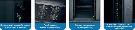 Central Επιδαπέδια Καμπίνα Rack 42U 80x80x207cm Μαύρο 4000 4 800 42/C
