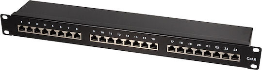 LogiLink Patch Panel Shielded για Rack 1U 19" 24 Θυρών cat6 Μαύρο