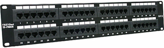 Trendnet Patch Panel Unshielded για Rack 2U 19" 48 Θυρών cat6 Μαύρο