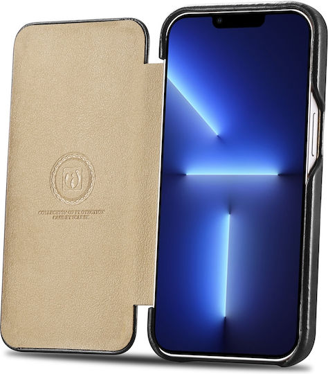 iCarer Curved Edge Vintage Book Δερμάτινο Μαύρο (iPhone 13 Pro)