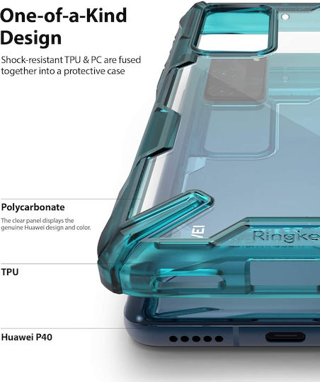 Ringke Fusion-X Back Cover Plastic 2mm with Strap Turquoise (Huawei P40)