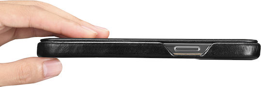 iCarer Curved Edge Vintage Book Δερμάτινο Μαύρο (iPhone 13 Pro)