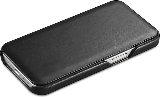 iCarer Curved Edge Vintage Book Δερμάτινο Μαύρο (iPhone 13 Pro)