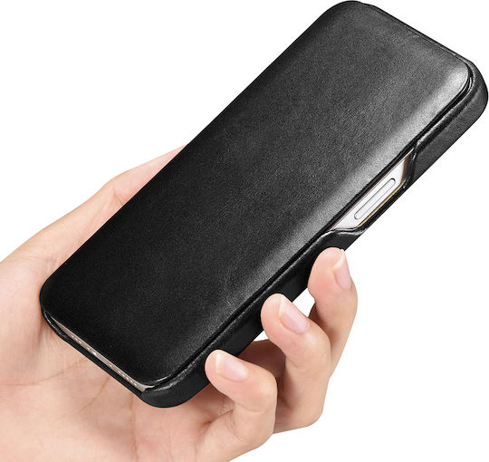 iCarer Curved Edge Vintage Book Δερμάτινο Μαύρο (iPhone 13 Pro)