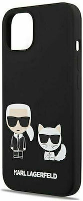 Karl Lagerfeld Karl & Choupette Umschlag Rückseite Silikon Schwarz (iPhone 13 Mini) KLHCP13SSSKCK