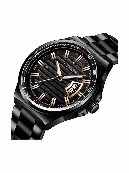 Curren Herrenuhr 45mm Batterie mit Schwarz Metallarmband