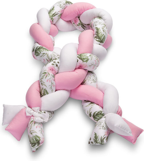 Sensillo Floral Crib Bumpers Braided Inside Pink 20x210cm