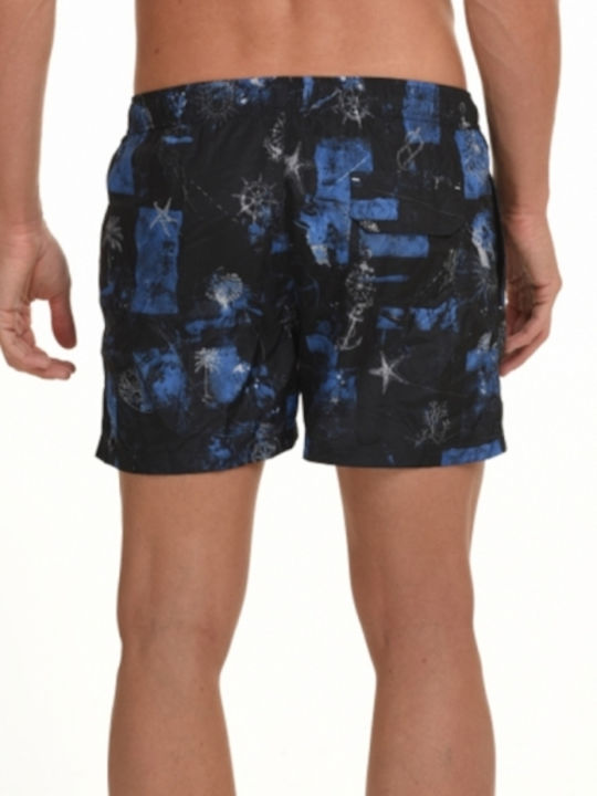 Biston Men's Swimwear Shorts Navy Blue with Patterns