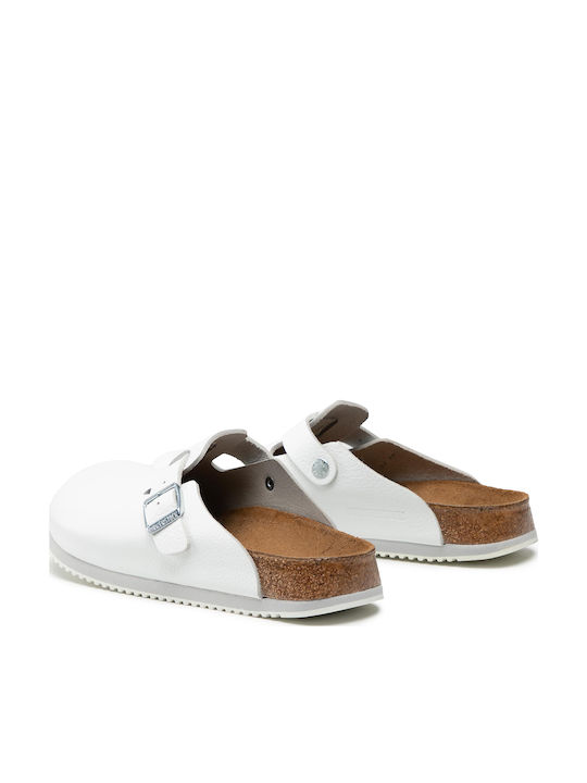 Birkenstock Boston SL Leather Anatomic Clogs White
