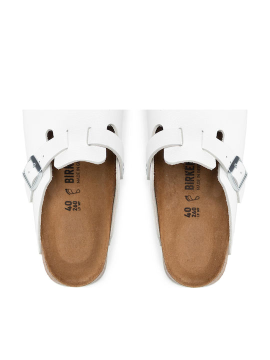 Birkenstock Boston SL Leather Anatomic Clogs White