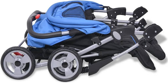 vidaXL Double Stroller Suitable from 6+ Months Blue & Black