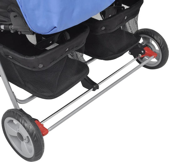 vidaXL Double Stroller Suitable from 6+ Months Blue & Black