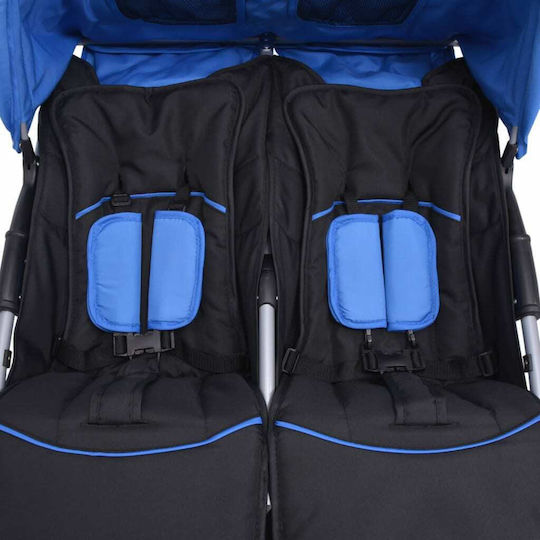 vidaXL Double Stroller Suitable from 6+ Months Blue & Black