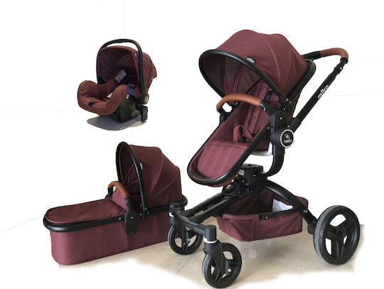 Miko T360 Бебешка количка 3 в 1 Матово червено T360red