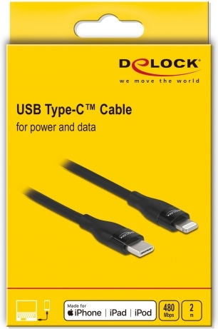 DeLock USB-C to Lightning Cable Μαύρο 2m (86638)