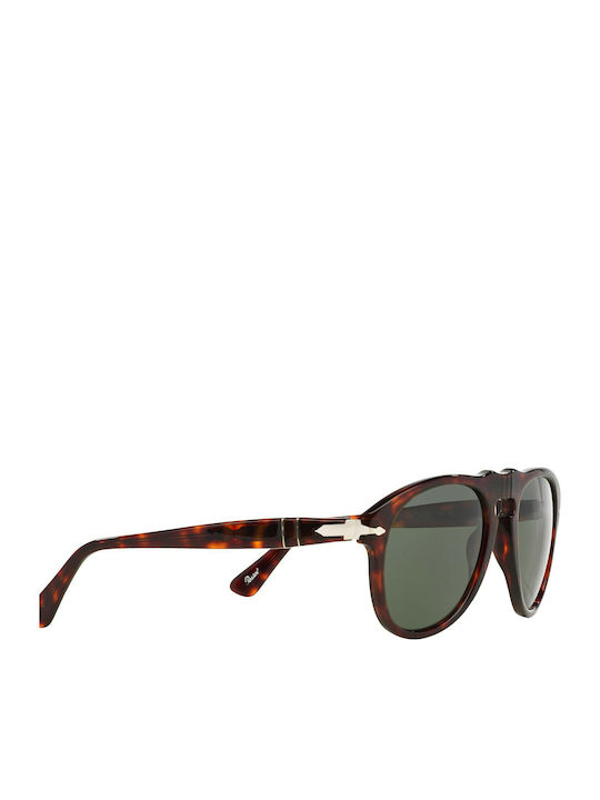 Persol Unisex Sunglasses with Brown Tartaruga Plastic Frame and Green Lens PO0649S 24/31
