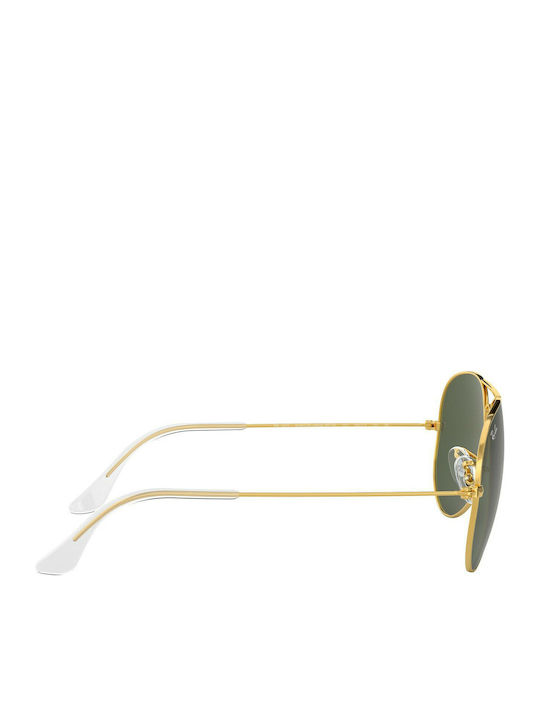 Ray Ban Aviator Unisex Sunglasses with Gold Metal Frame and Green Lens RB3025 001