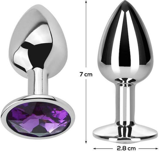 LateToBed Afterdark Purple Amethyst Анална тапа Small Сребриста 7см