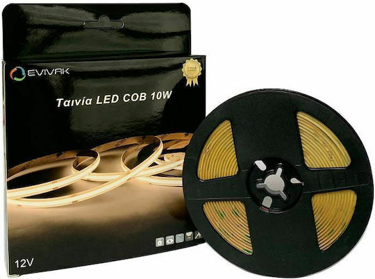 Evivak Bandă LED 12V Alb Cald Lumină 5m Tip COB