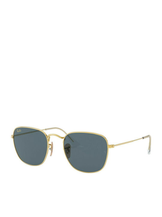 Ray Ban Frank Sunglasses with Gold Metal Frame and Blue Lenses RB3857 9196R5