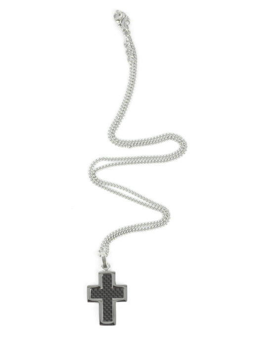 U.S. Polo Assn. Schwarz Herren Kreuz aus Stahl mit Kette