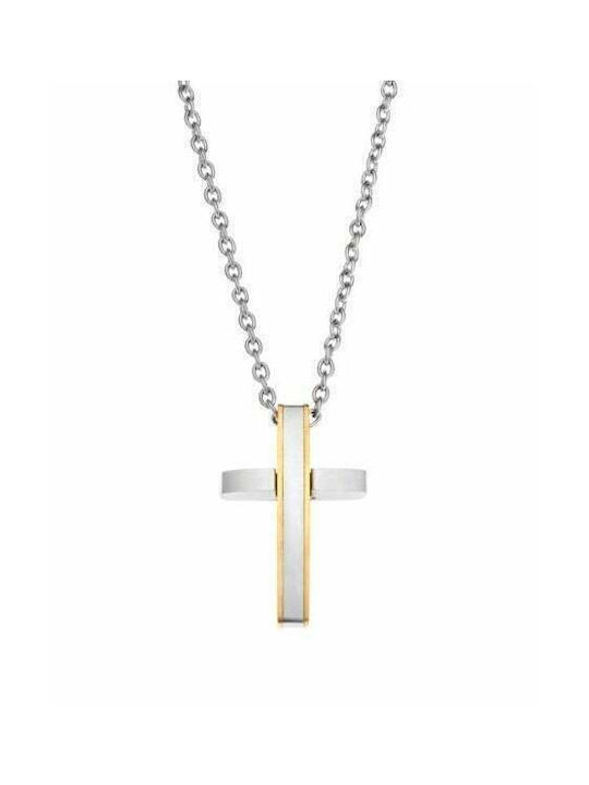 Puppis Men's Cross from Gold Plated Steel with Chain