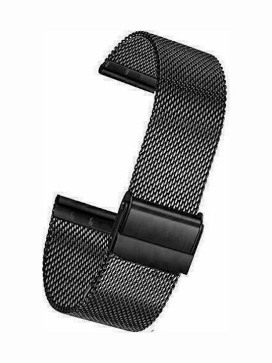 Mesh Milanese Μεταλλικό Μπρασελέ Μαύρο 22mm