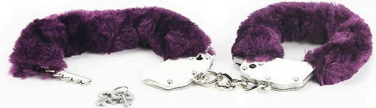 Lovetoy Fetish Pleasure Furry Metal Handcuffs Χειροπέδες Purple