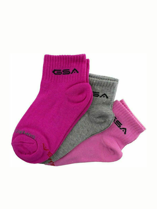 GSA Αθλητικές Παιδικές Κάλτσες Μακριές Aero 500 για Κορίτσι 3 Pack Ροζ