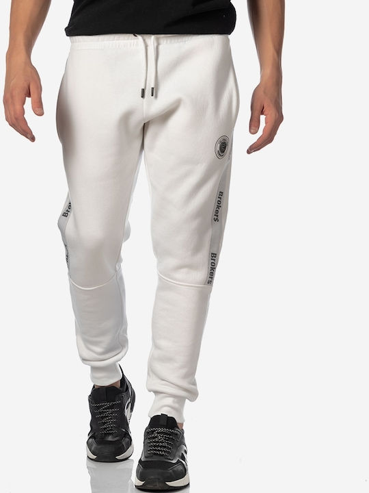 Brokers Jeans Παντελόνι Φόρμας με Λάστιχο Λευκό