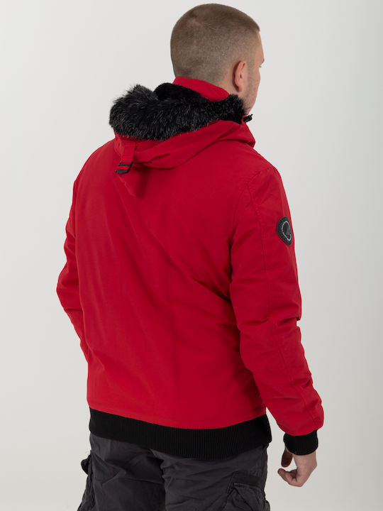 Ice Tech Herren Winter Jacke Bomber Rot