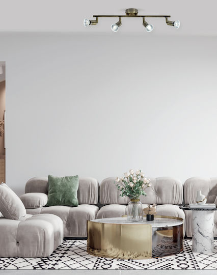 Home Lighting Saba Σποτ με 4 Φώτα και με Ντουί GU10 σε Μπρούτζινο Χρώμα Home Lighting Saba Σποτ με 4 Φώτα και με Ντουί GU10 σε Μπρούτζινο Χρώμα