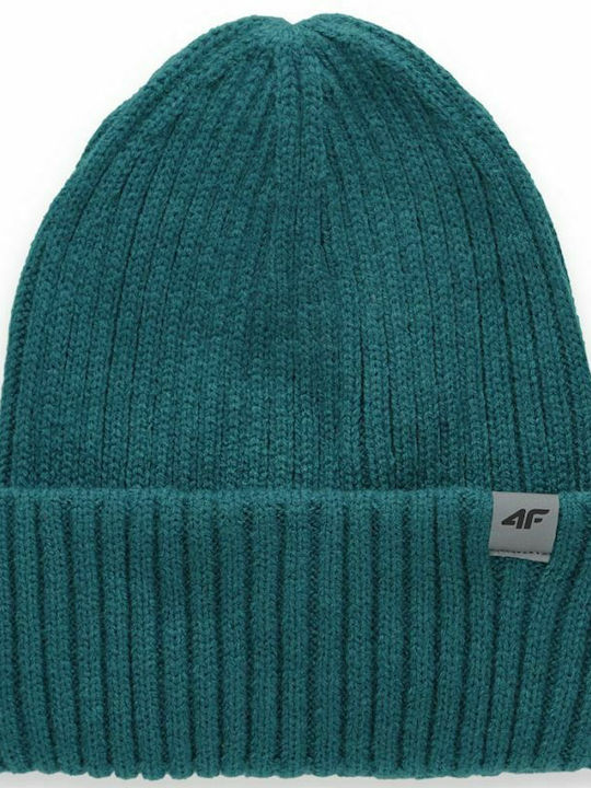 Beanie Ανδρικός Σκούφος με Rib Πλέξη σε Τιρκουάζ χρώμα