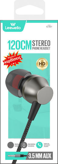 Leewello EJ-067 In-ear Handsfree with 3.5mm Connector Gray