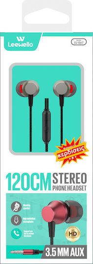 Leewello EJ-067 In-ear Handsfree Headphones with Connector 3.5mm Red
