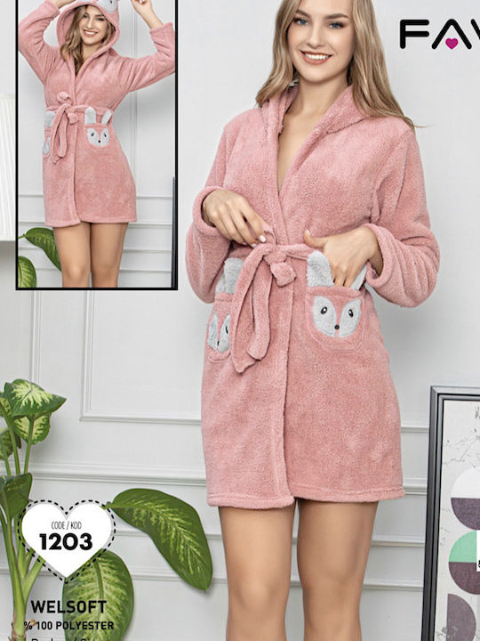 Fawn Winter Women's Fleece Robe Pink 1203